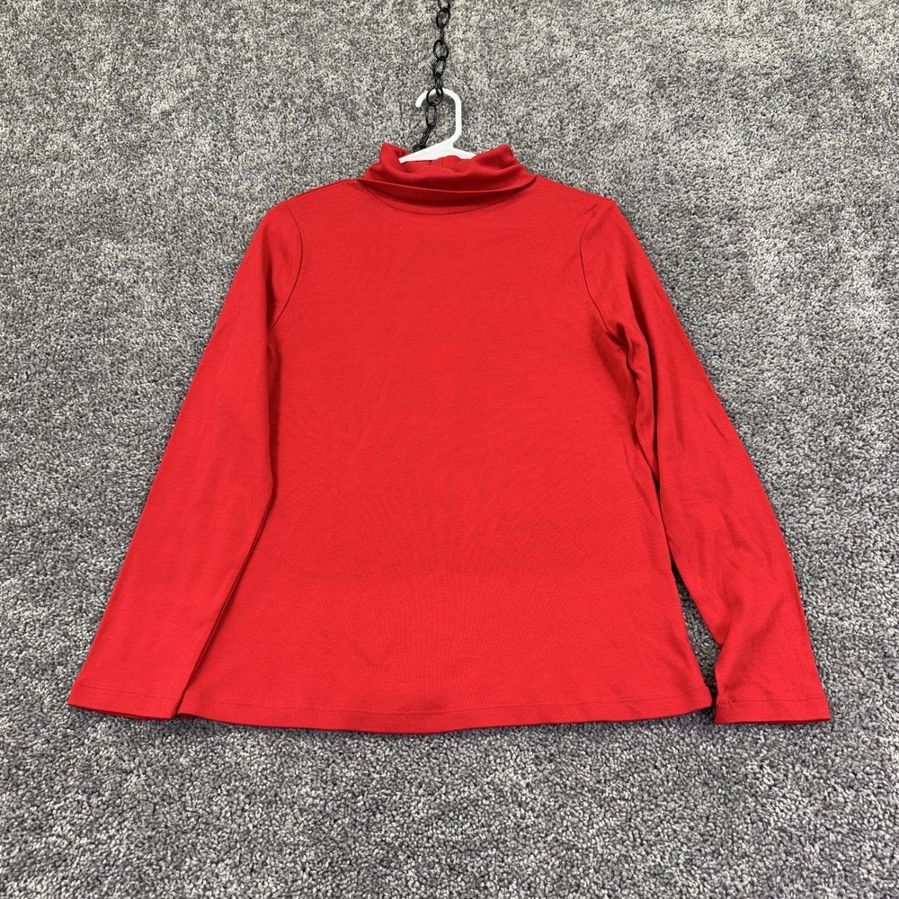 White Stag Shirt Womens M Red Turtleneck Long Sleeve Basic Cotton Fall Winter